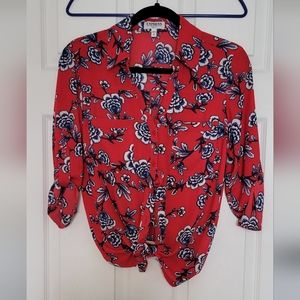 Express Portofino slim fit shirt blouse DISCONTINUED print EUC